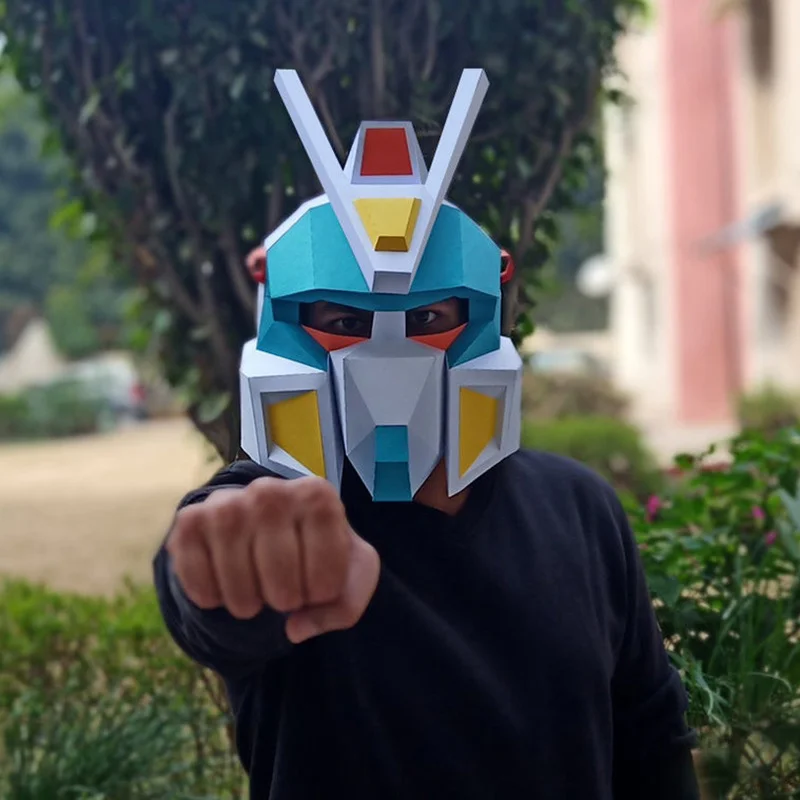 غطاء رأس قناع يمكن ارتداؤه للبالغين من Gunda مصنوع يدويًا من الورق نموذج فني لحفلات الرقص والحدث