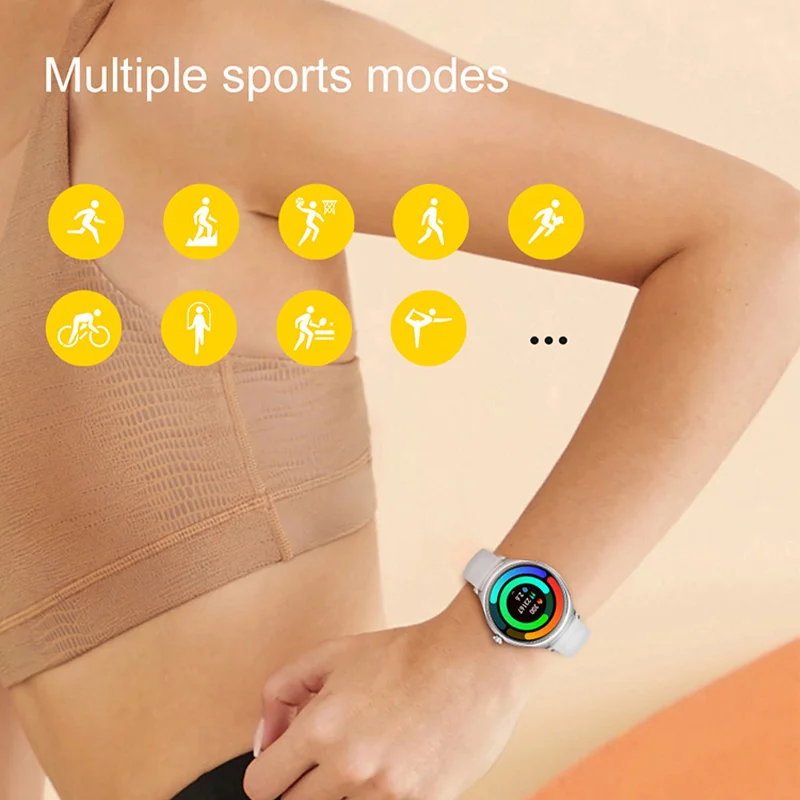 Xiaomi-Youpin Sports Fitness Relógios Inteligentes para Mulheres, Monitor de Freqüência Cardíaca, Assistente de Voz, Chamada Bluetooth, Relógios Eletrônicos Impermeáveis