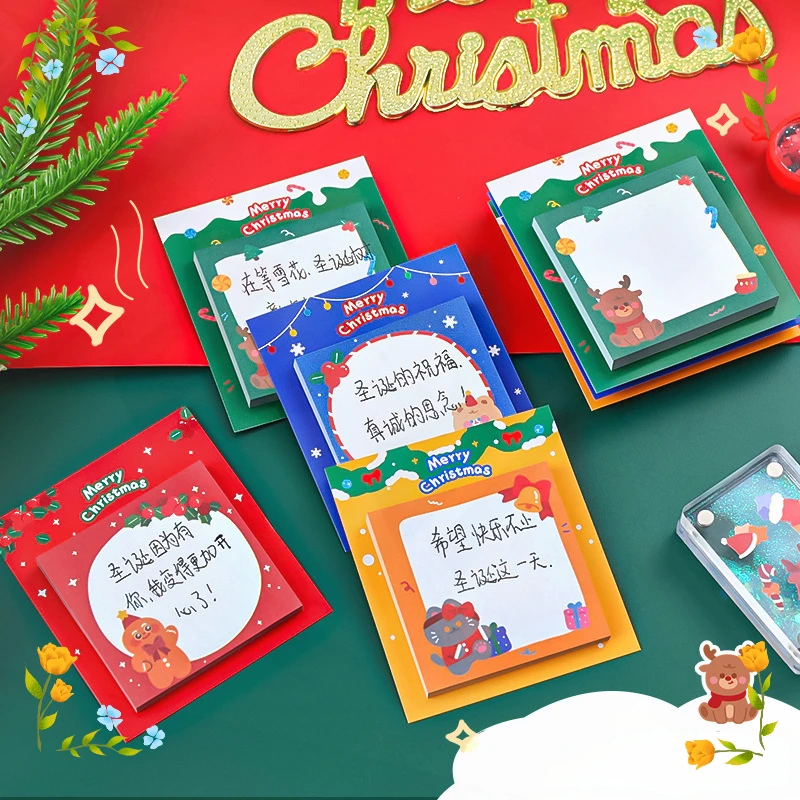 20 Pcs Kawaii Cartoon Christmas Memo Pads Students Christmas Creative Stationery Gifts Cute Message Notes Wholesale Notebook