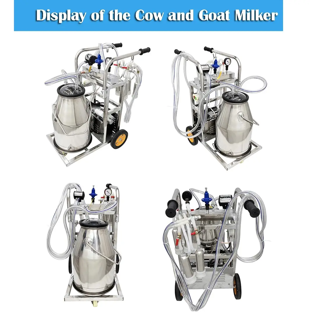 소용 전동 착유기 25L 자동 무오일 진공 펌프 염소 착유기 스테인리스 스틸 젖소 농장 착유 장비