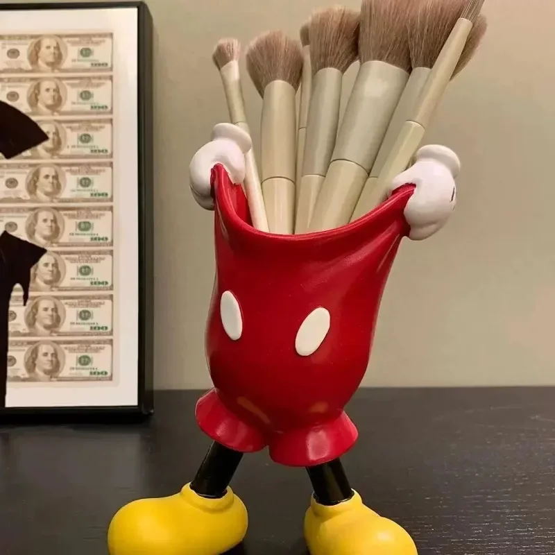 Disney-caja de almacenamiento para brochas de maquillaje, soporte para bolígrafos de Mickey y Minnie para estudiantes, adornos decorativos de escritorio para sala de estar y oficina