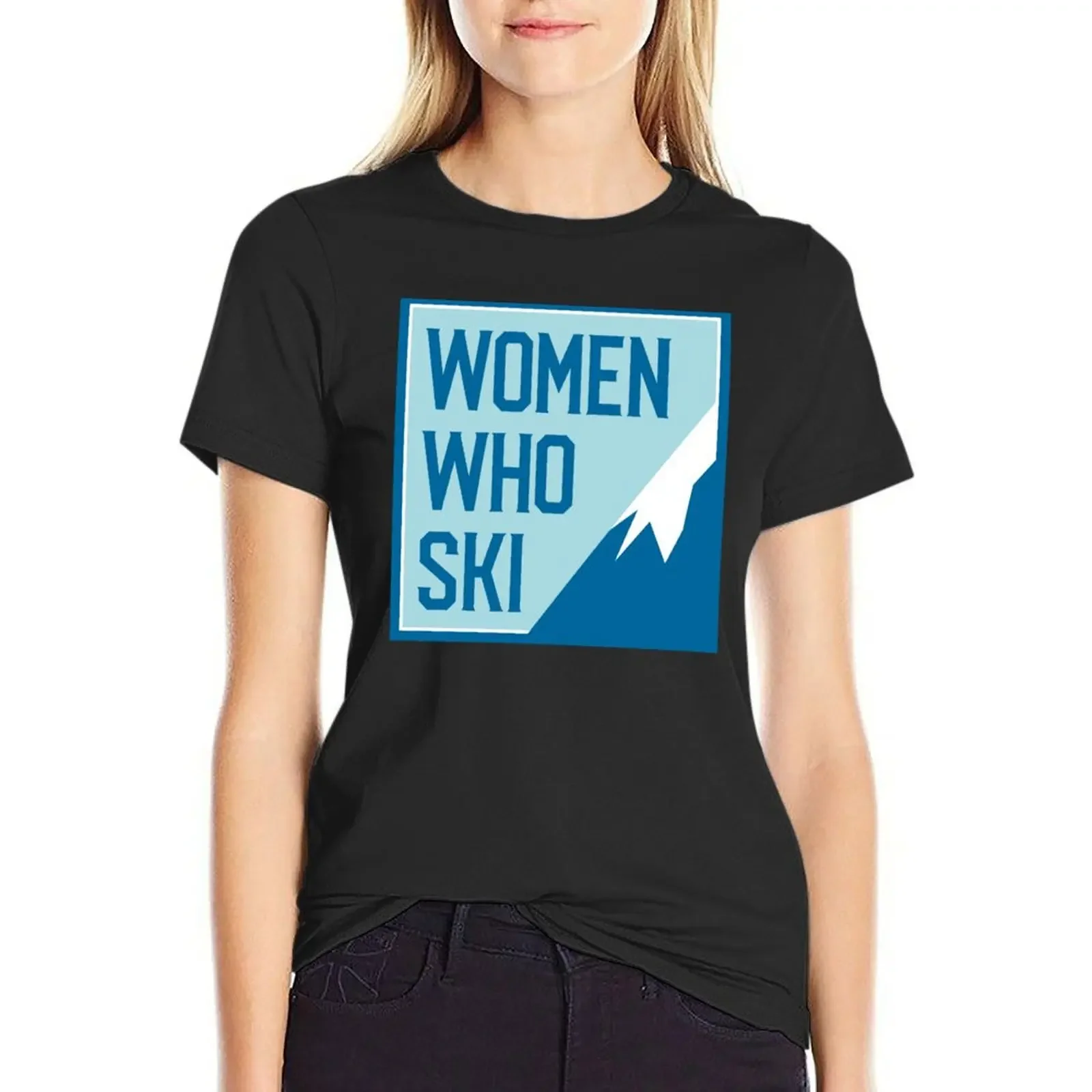 

Women Who Ski Square Logo Gear T-Shirt aesthetic clothes anime blacks cropped t shirts for Women