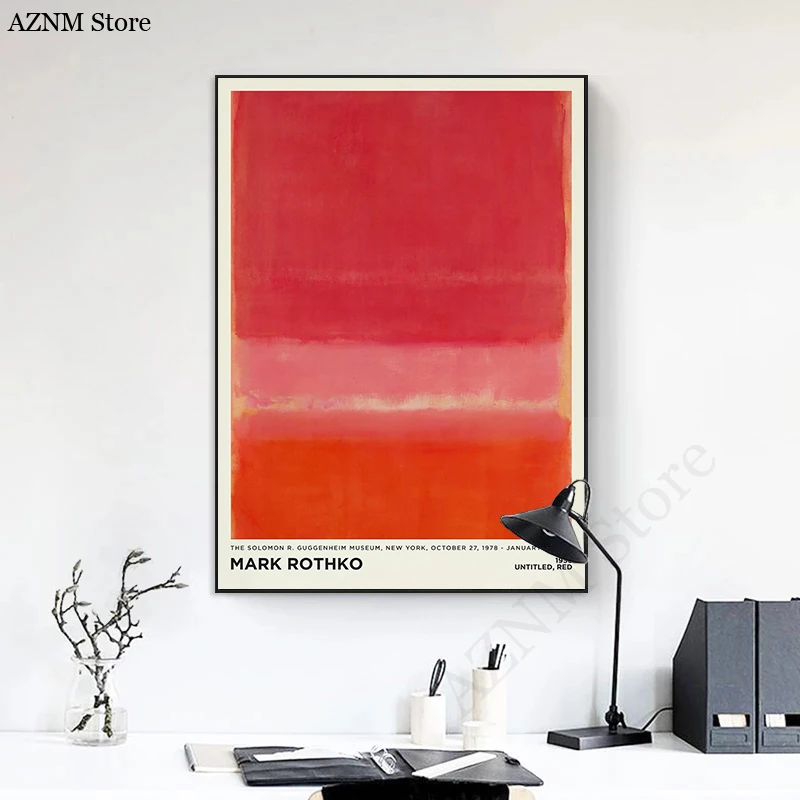 Vintage Minimalist Mark Rothko Canvas Painting Modern Exhibition Poster and Picture Print for Living Room Wall Art Home Decor