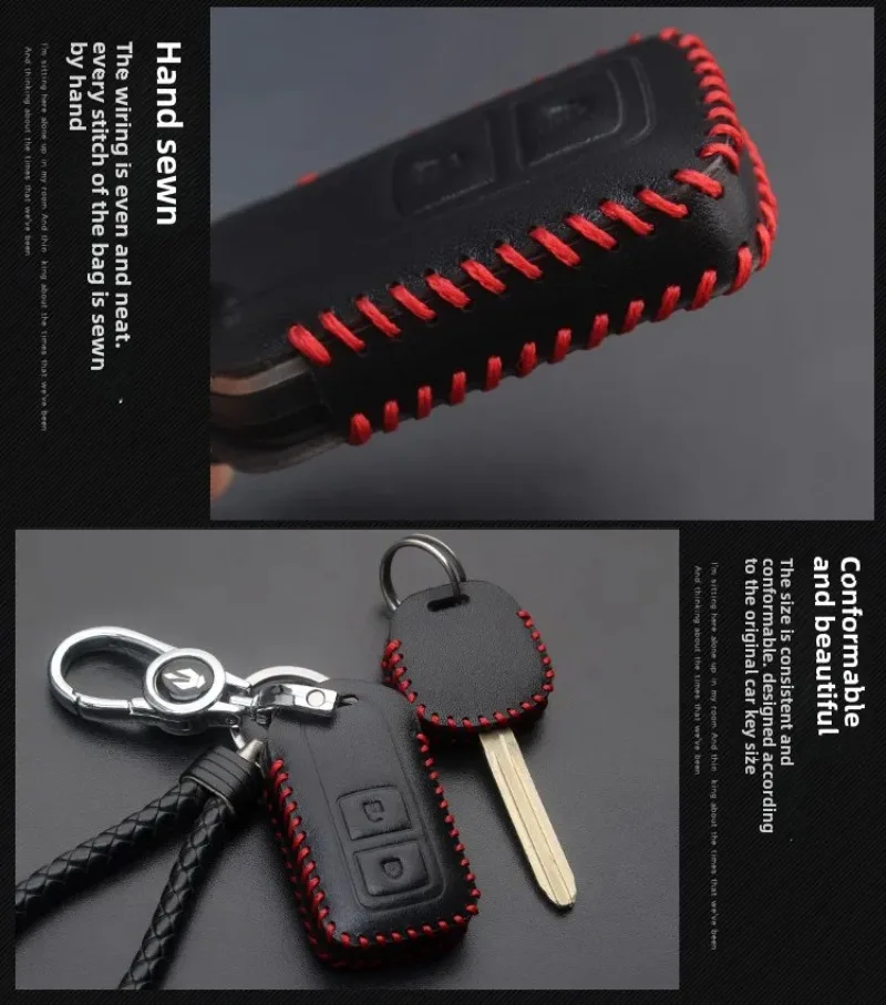 For Toyota VIOS FS YARiS L Car Leather Key Bag Exclusive Leather Remote Control Key Bag Keychain Auto Parts