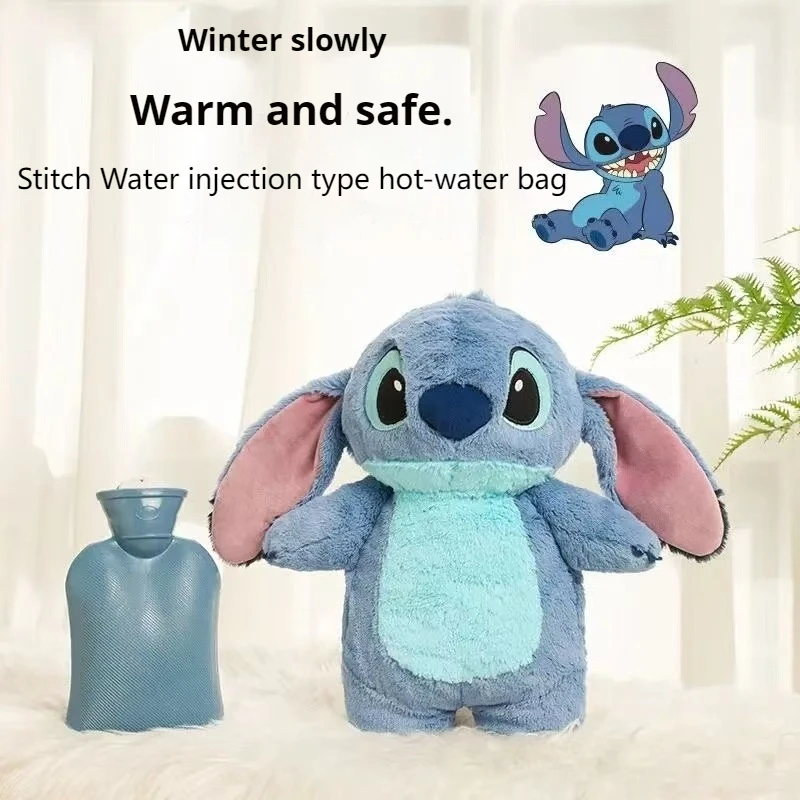 New Cute Cartoon Lilo& Stitch Angel Lotso Plush Hand Warm Bottle Hot Water Bottles Winter Girl Hot-Water Bag Kids Plush Toy Gift