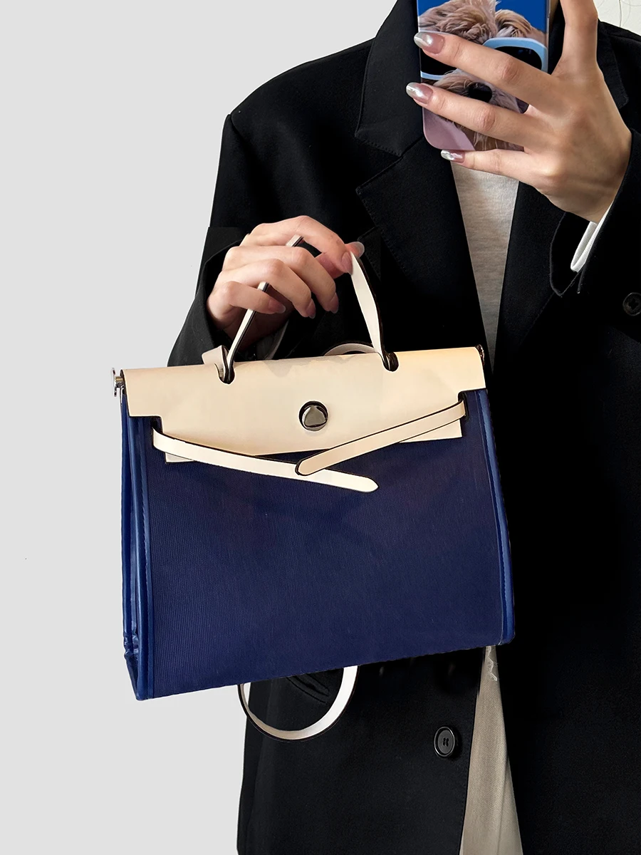 

New Platinum Canvas Bag oulder Crossbody Commuter Bag Women's Handbag Casual Sle Large Size PU Canvas Bag