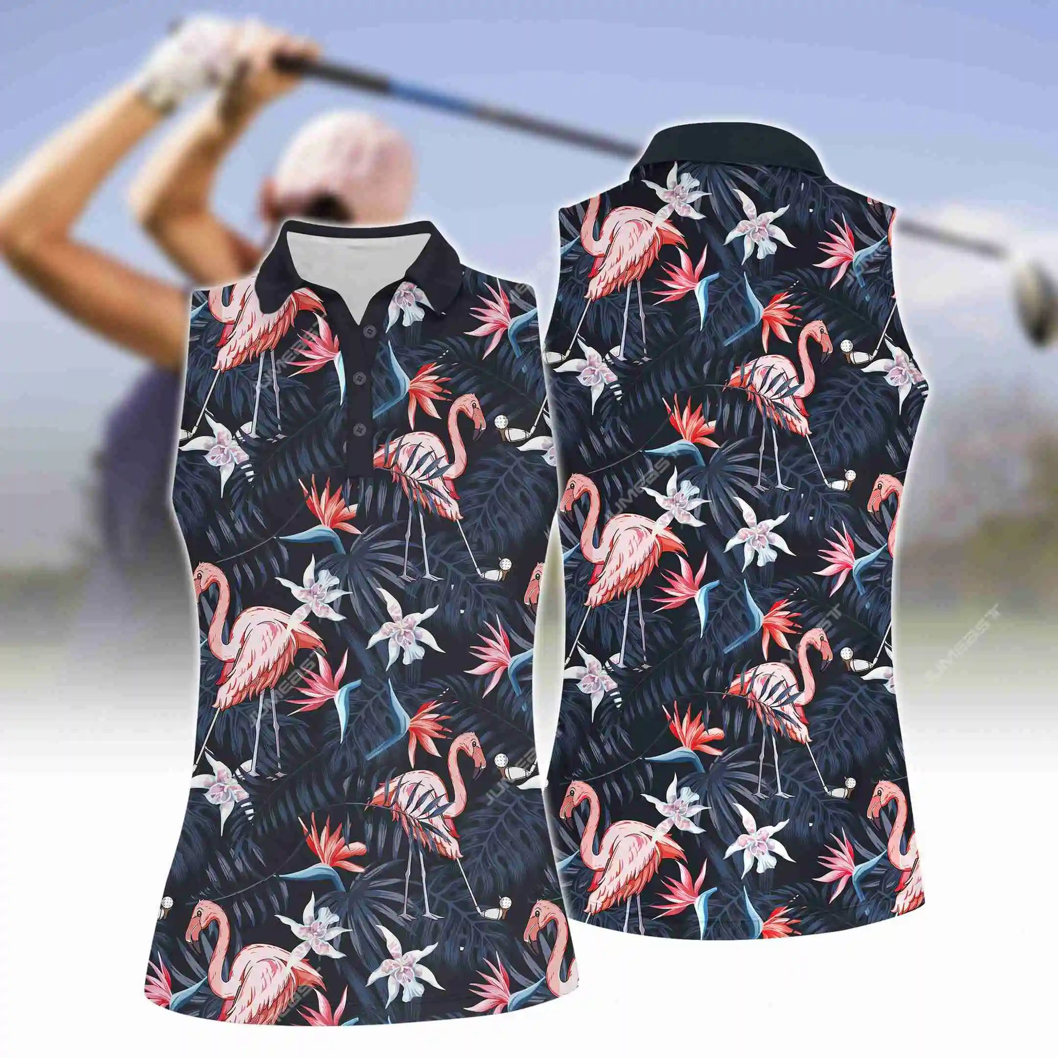 Jumeast Women Sleeveless Golf Polo Shirts 3D Printed Swing Camouflage Cartoon Sportswear Tee Workout Light Academia Y2K Clothing