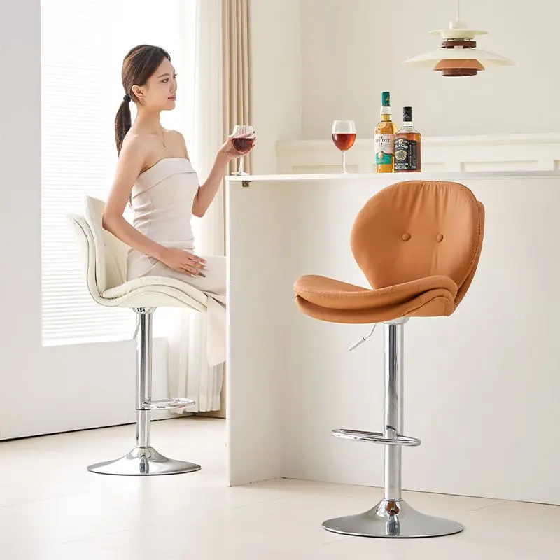 Nordic Waist Protection Comfortable Bar Chairs Lift Swivel Backrest High Stool Home Kitchen Island Chair Creative Bar Chairs view 2