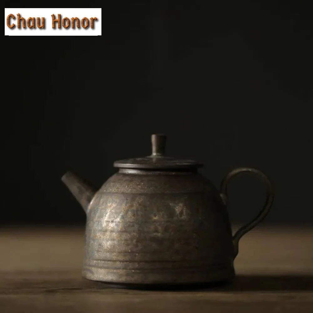 

195ml Handmade Thin Body Iron Glaze Teapot Aesthetic Coarse Pottery Pot Japanese Tea Soaking Kettle Tea Items Supplies Ornaments