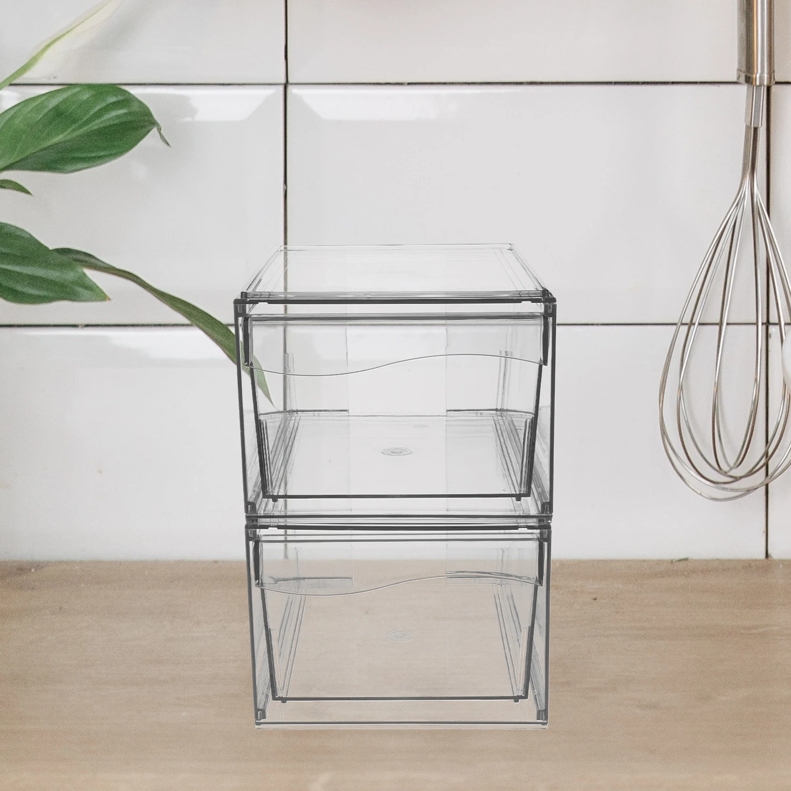 

2 Pcs Acrylic Transparent Box For Storage Drawer Organizer Desk Bathroom Cabinet Sundry Desktop Organizing Box Container