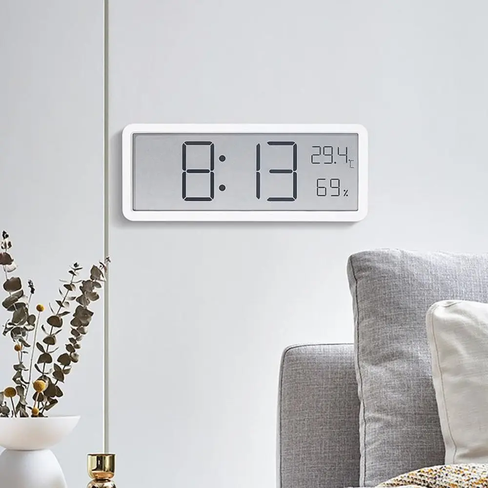 LCD Screen Digital Wall Clock Time Temperature Humidity Display Electronic Clock Hanging Desktop Digital Clock Battery Powered