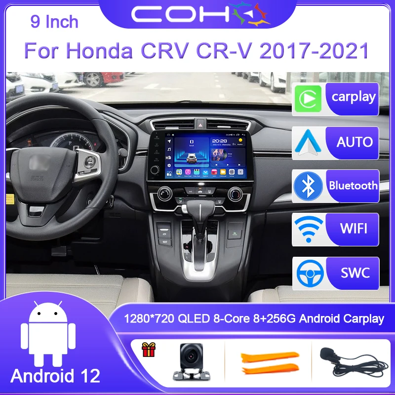 

For Honda CRV CR-V 2017-2021 Car Multimedia Player Stereo Player Radio Android 12.0 8+256G Octa Core Carplay Resolution 1280*720