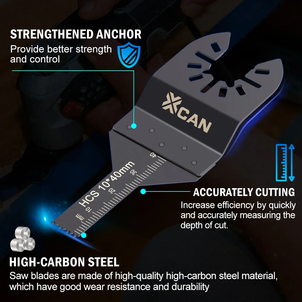 XCAN 1/10/20/50pcs Oscillating Saw Blades Multi Tools Blades High Carbon Steel Quick Release Saw Blade for Metal Wood Plastic