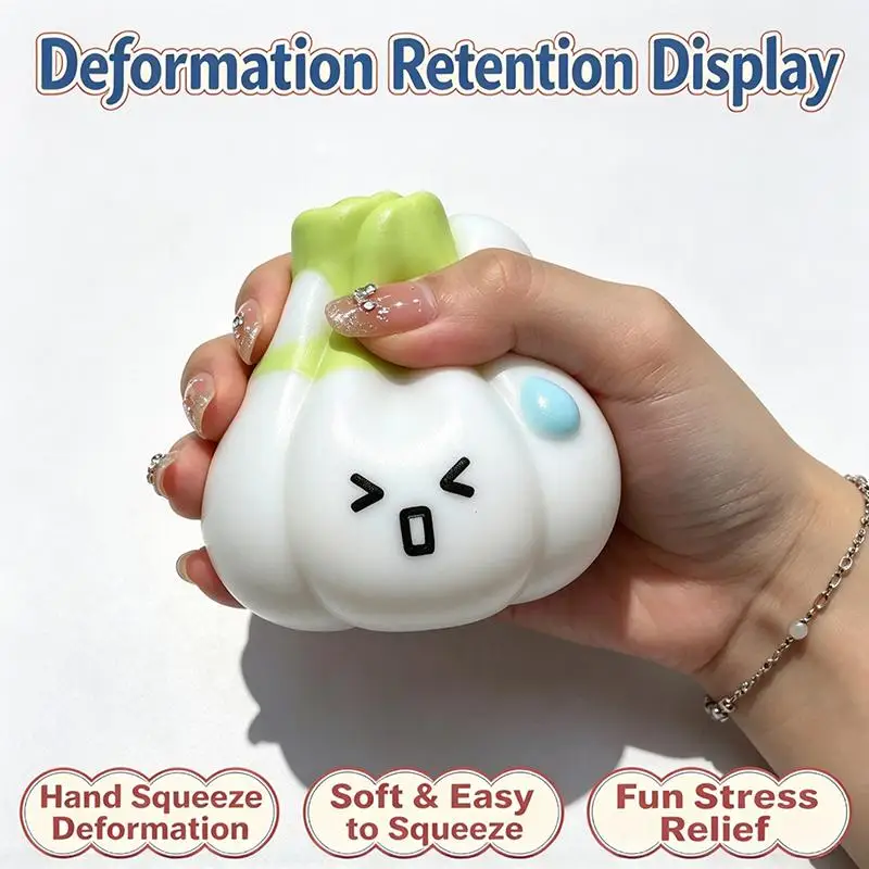 Cute Garlic Stress Squeeze Toy ASMR Crispy Sound Fidget Sensory Relief Toy