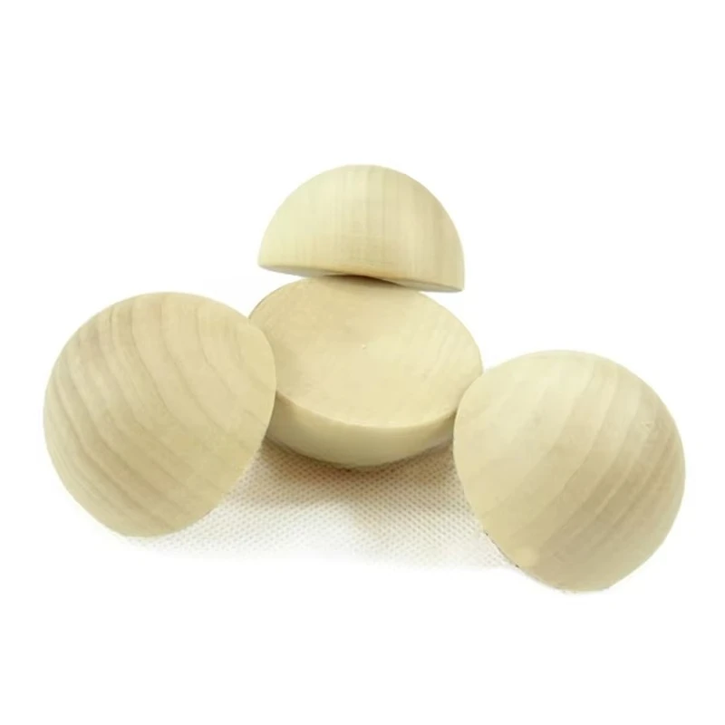 10mm-90mm Diameter Half Wood Ball Natural Logs Handmade Wooden Round Beads DIY 10 12 15 18 20 25 30 35 40 45 50 60 70 75 80 90mm