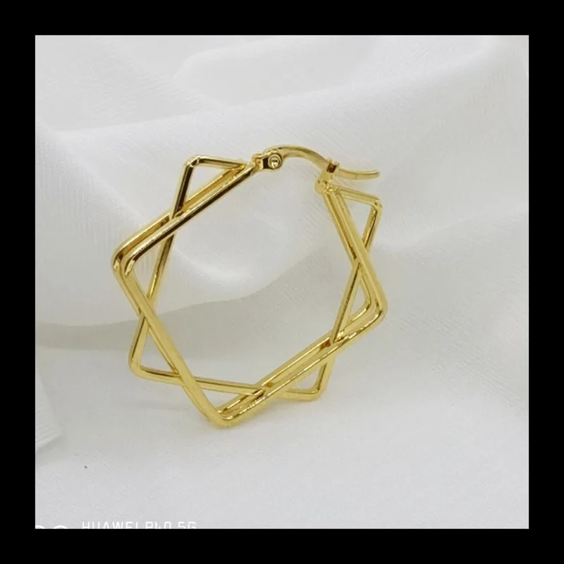 الفولاذ المقاوم للصدأ جديد متعدد الطبقات الأقراط الجوف العصرية الأزياء المتخصصة الراقية المرأة تنوعا الأذن مشبك المجوهرات #3