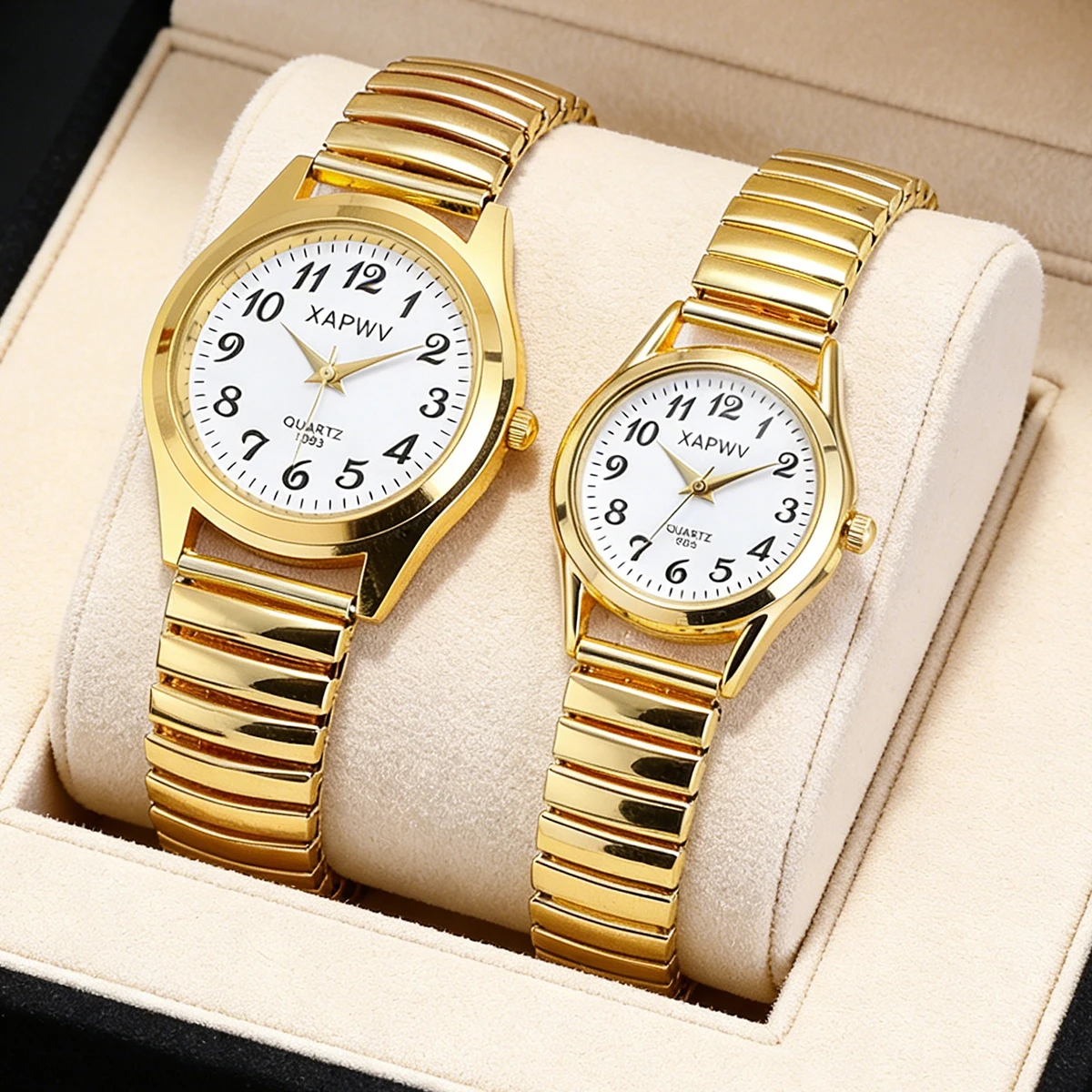 Couple's Quartz Watch, Fashionable Casual Style for Men and Women, Arabic Numeral Dial, Elastic Strap Student Watch