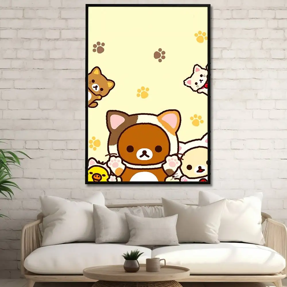 Cute R-Rilakkuma Cartoon Poster HD Art Sticky Wall Waterproof Home Living Room Bedroom Bar Aesthetic Decoration