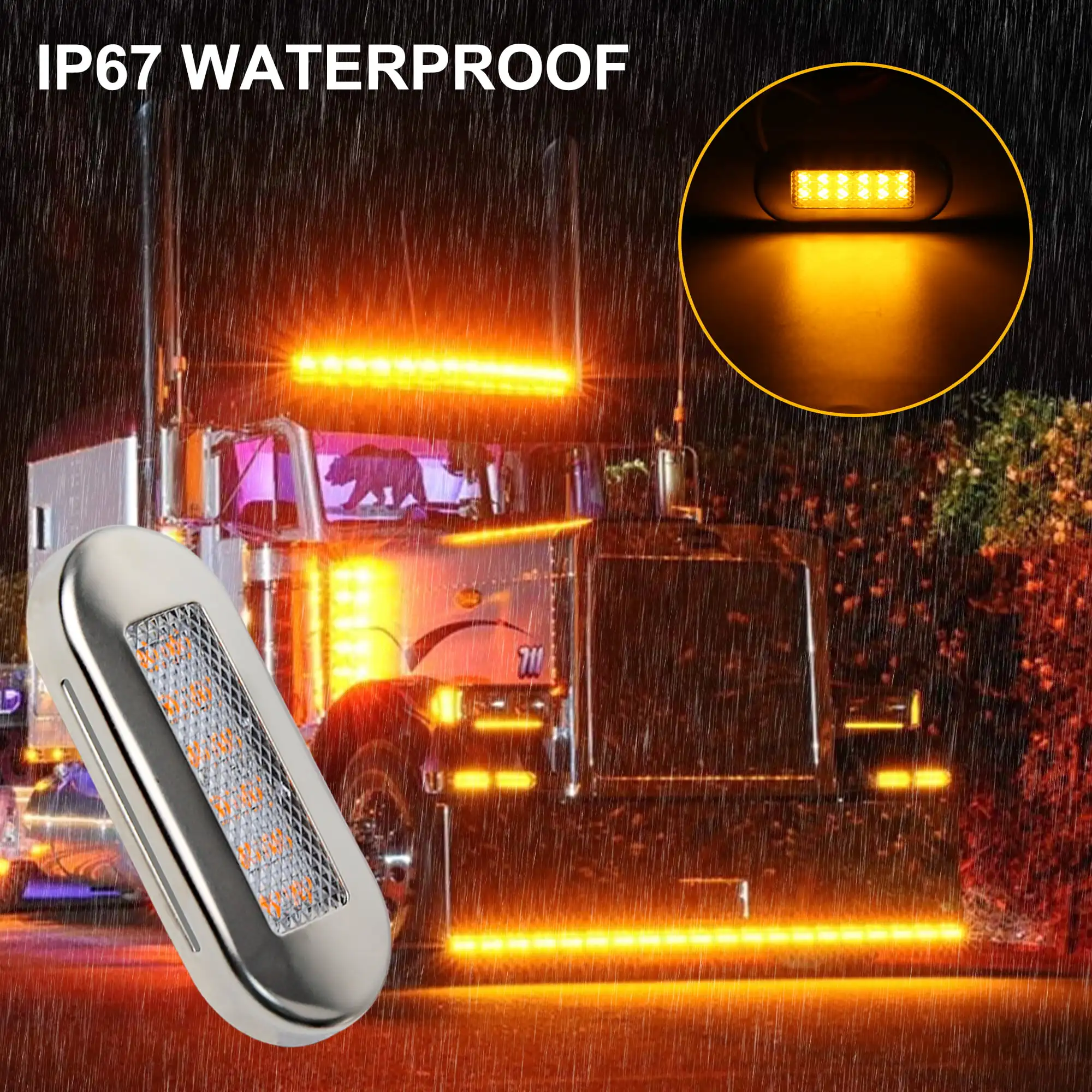 10Pcs 12-24V LED Side Marker Light Indicator Lamp for Car Truck Trailer Caravan Van