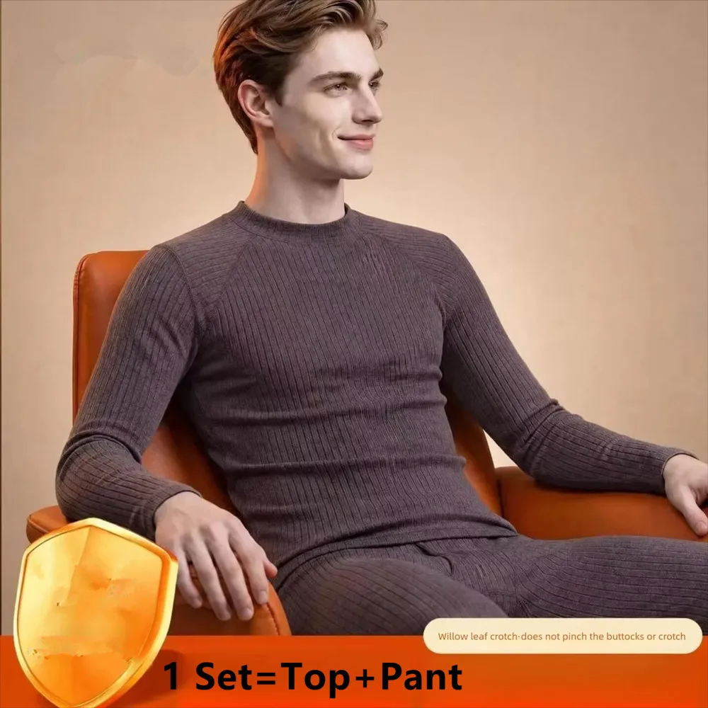 Classic Thermal Underwear Suit Stretch Soft Stripe Solid Color Base Warm Long Johns Layer Set Plus Size Pajamas Set Homewear 4XL