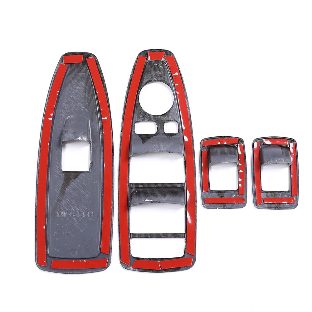 4 Pcs For BMW X1 F48 2016-2018 Carbon Fiber ABS Window Lift Switch Frame Trim Car Accessories