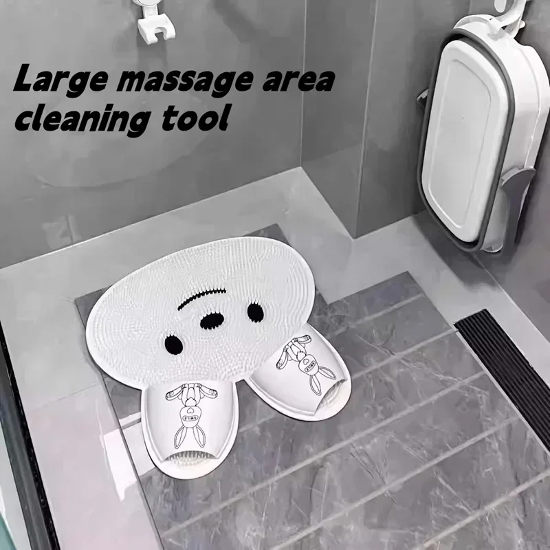 Rabbit Non Slip Bathroom Mat Bath Mats Circular Massage Foot Mat Quick Dry Shower Toilet Rug Doormat Washable Back Massage