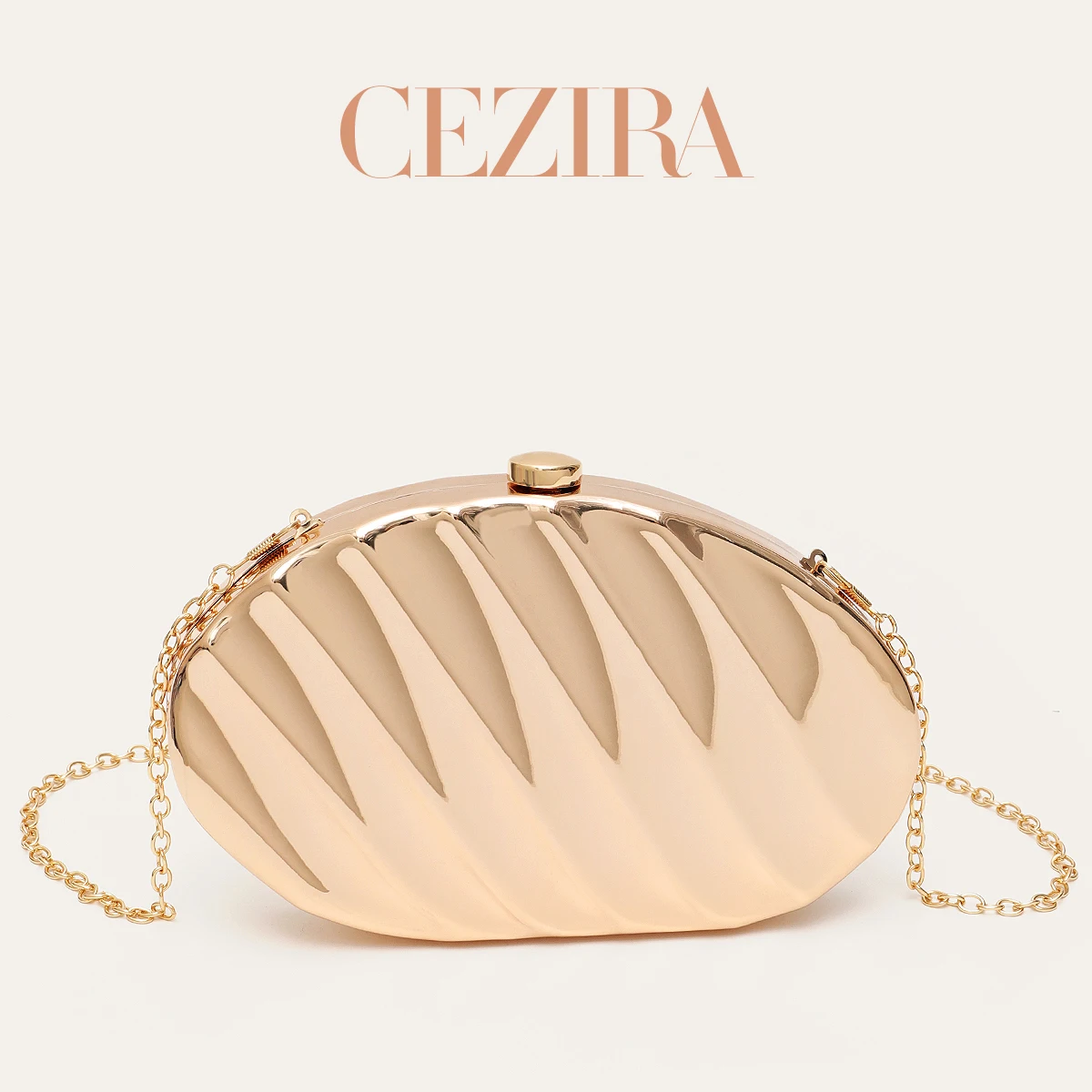CR Elegant Exquisite Glossy Iron Metal Case Evening Bag Women Luxury Stripes Clutch Purse Fits Mobile Phone Party Banquet Dating