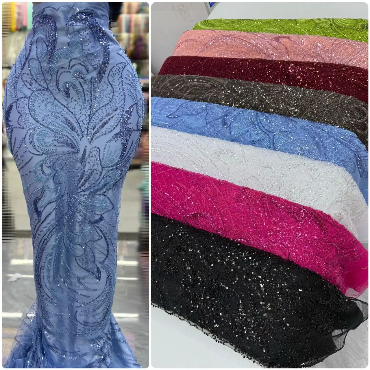 

Luxury French Mesh Beaded Lace Fabric 2025 High Quality African Sequins Groom Lace Fabrics For Nigerian Wedding Dress Women Sew