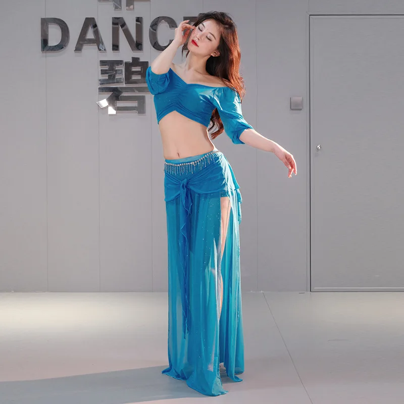 New Belly Dance Plus Size Practice Suit, Mesh Yarn Oriental Dance Performance Suit