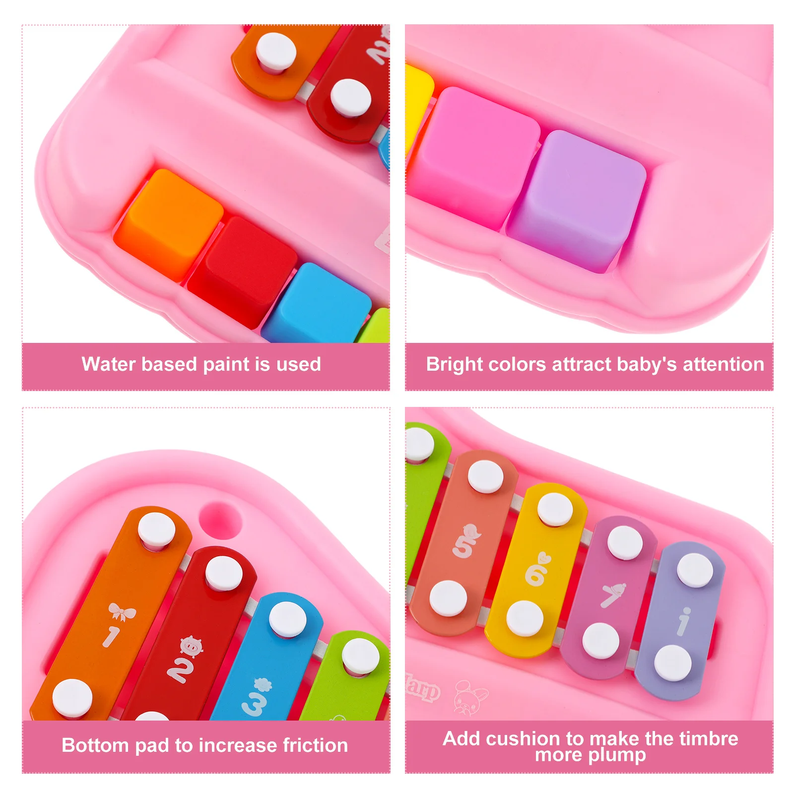 آلة موسيقية خشبية للأطفال إكسيليفون مكونة من 8 مقياس مفاتيح ملونة لتعلم الموسيقى وتعليم الأطفال الصغار في وقت مبكر