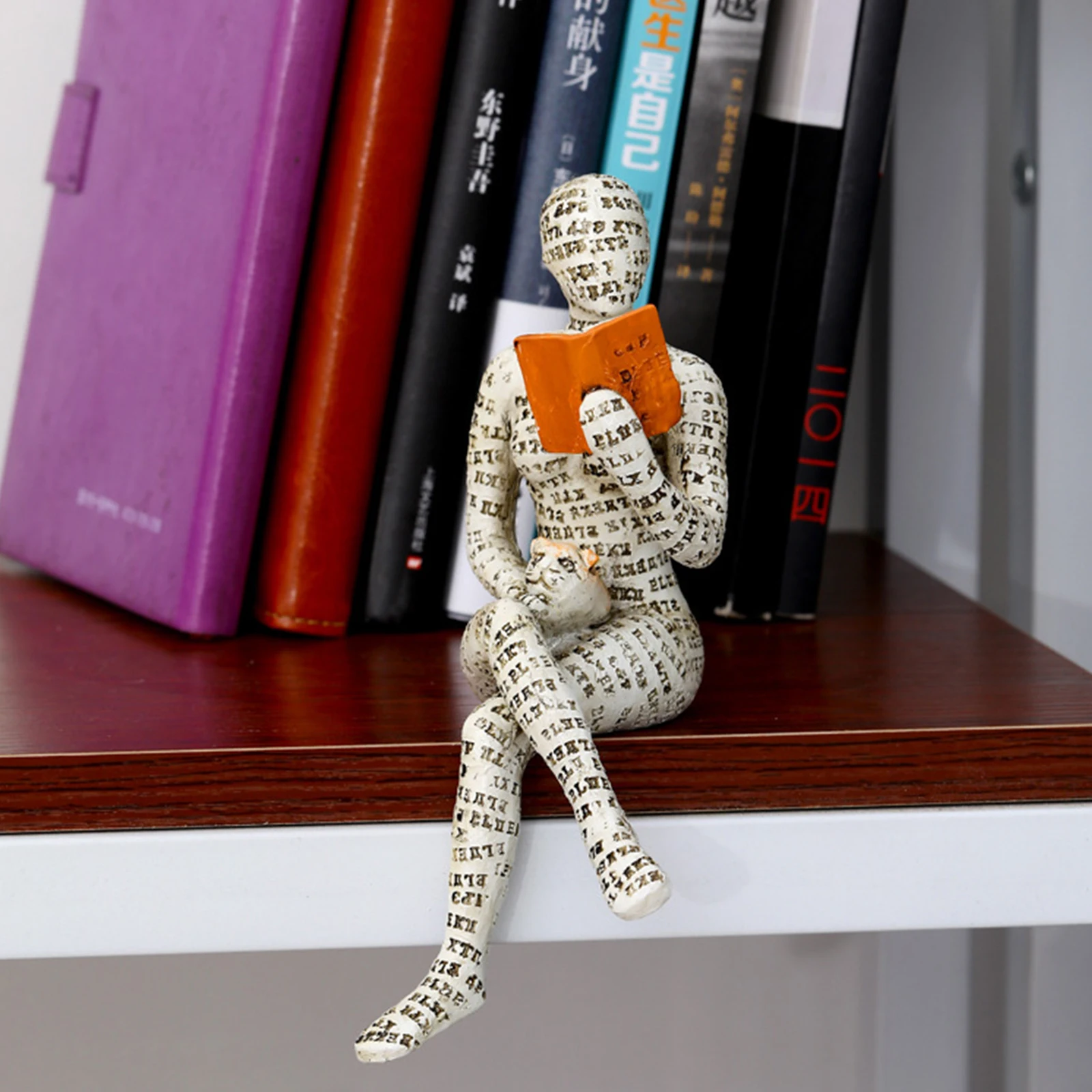 Resin Aesthetic Figure Sculpture Bookshelf Ornaments Mini Reading Figure Figurine Handicrafts Home Decor For Living Room Bedroom