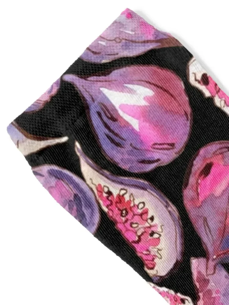 Figs on black watercolor pattern Socks hockey Men's Toe sports designer Socks For Women Men's