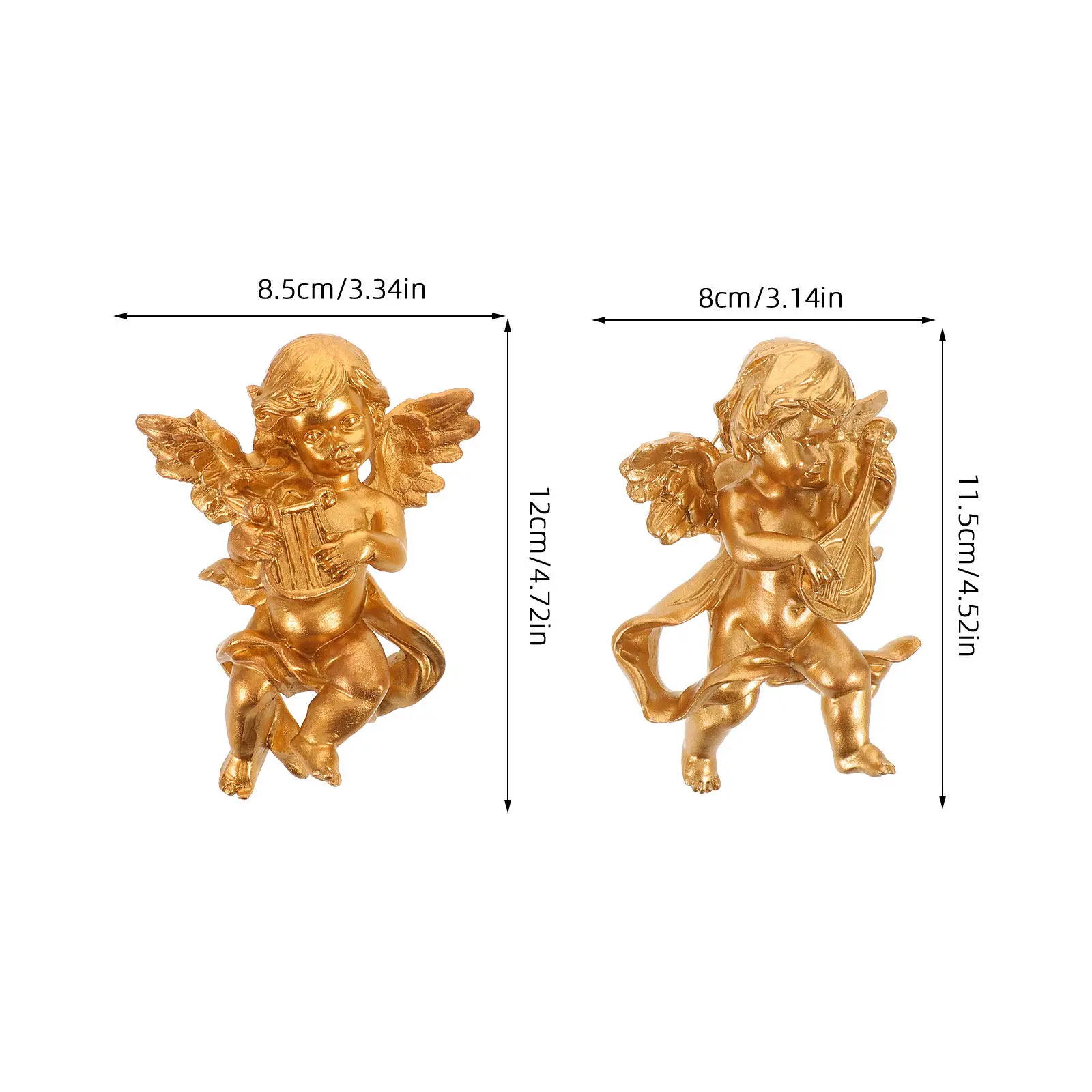 2Pcs Vintage Cherub Angels Wall Sculpture Resin Hanging Ornament Home Garden Outdoor Decor Ornate Winged Angelic Statue Art