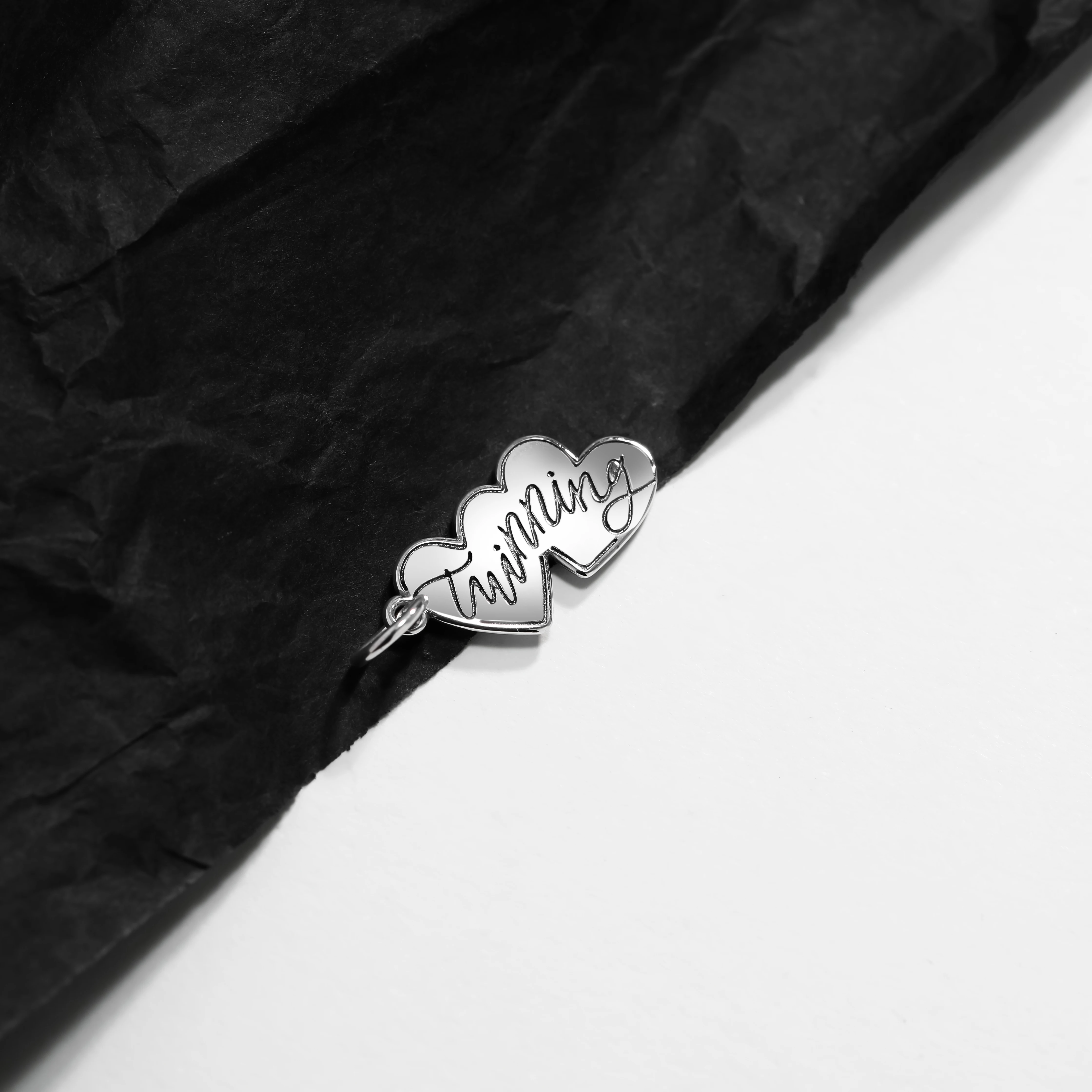 

DJ262 genuine 925 sterling silver fashion keychain DIY with twin pendant