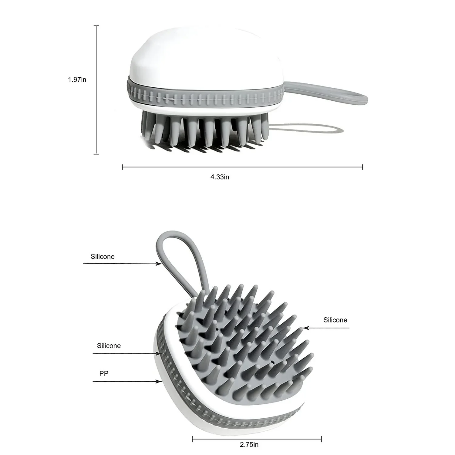 Hair Shampoo Brush with Soft Silicone Scalp Massager Brush Head Dandruff Removal Waterproof Shower Scalp Scrubber
