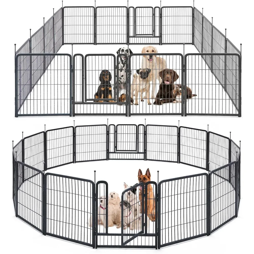 

Dog Playpen, 32" Height 16 Panels Outdoor Pet Play Pen, Big Dog Exercise Play Pen for Large/Medium/Small Dogs