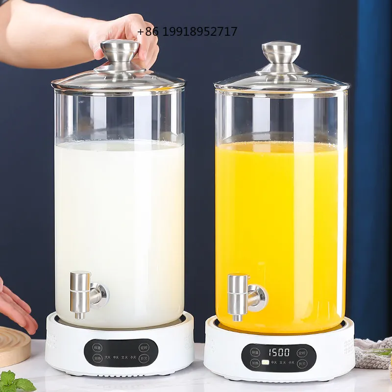 Tempered glass Insulated Beverage Dispenser,Commercial Electric Heated Drink Container,Warmer pot for Hotel with faucet
