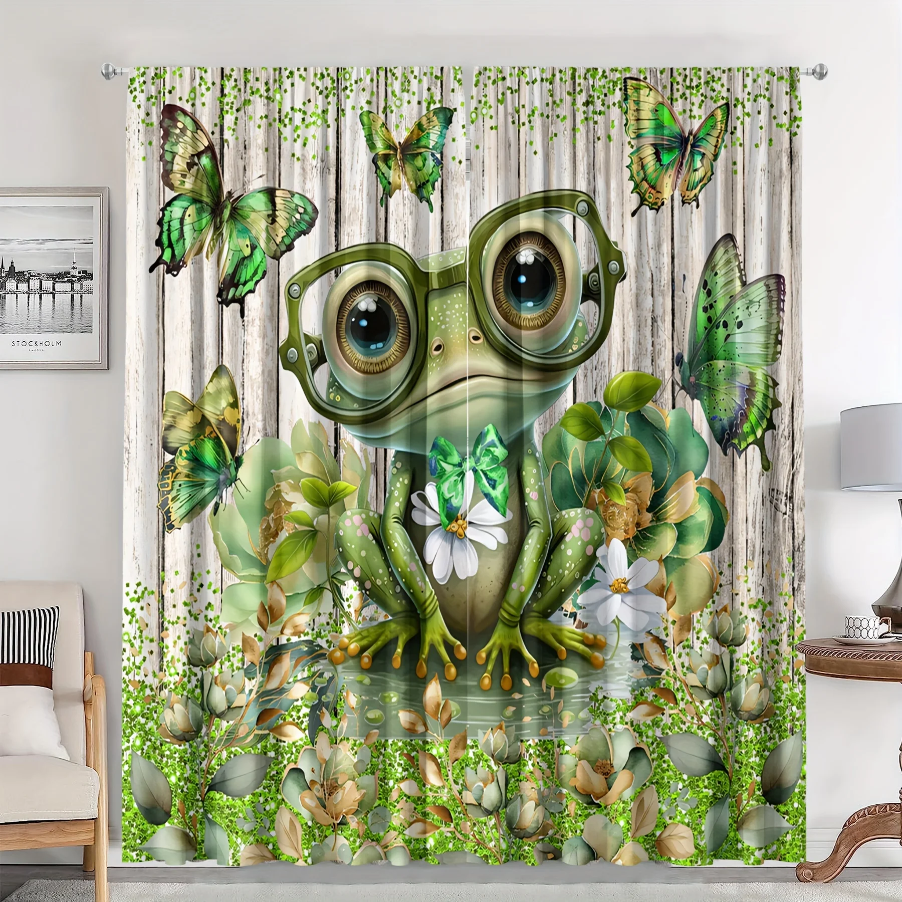 Whimsical Cartoon Elephant Print Curtains for Nursery Kids Room Window Decor Cute Shower Curtain Backdrop Panel