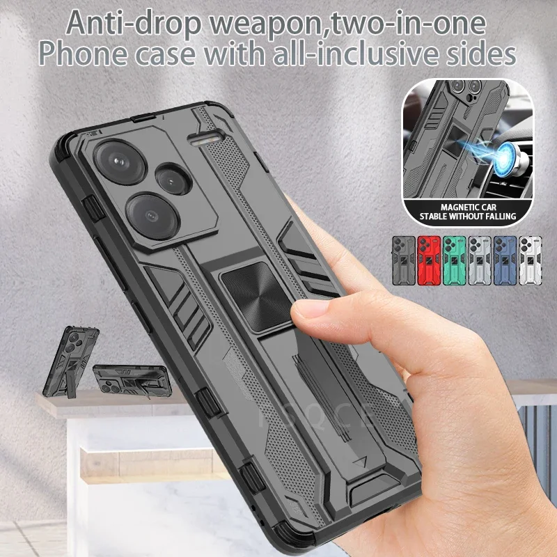 For Xiaomi Redmi Note 13 Pro 5G Case Silicone Shockproof Armor Phoen Case For Redmi Note 13 Pro + Plus Magnetic Stand Back Cover