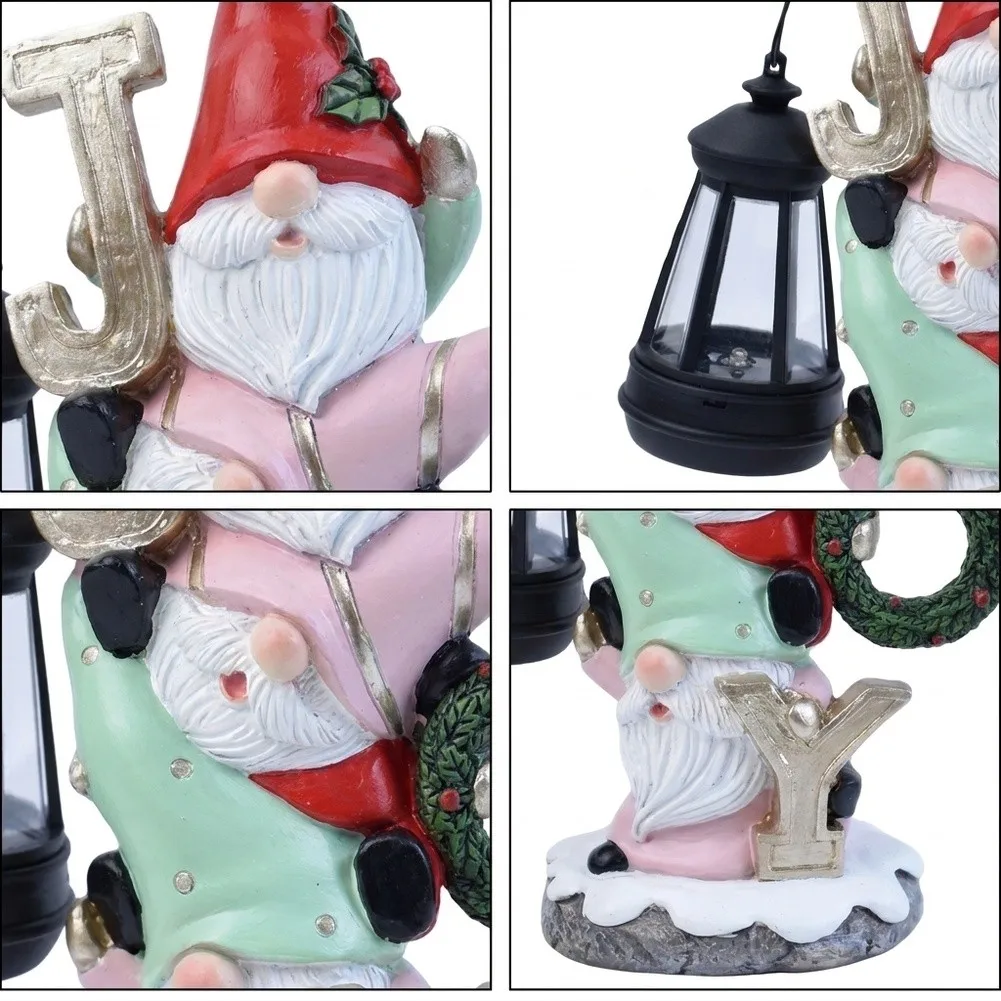 Automatic Solar Powered Christmas Garden Statue for Outdoor Use Synthetic Resin Construction for Year-Round Display