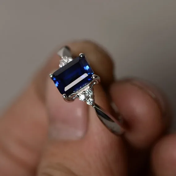Women Silver Morganite Blue Zircon Ring Engagement Wedding Jewelry Size 6-10