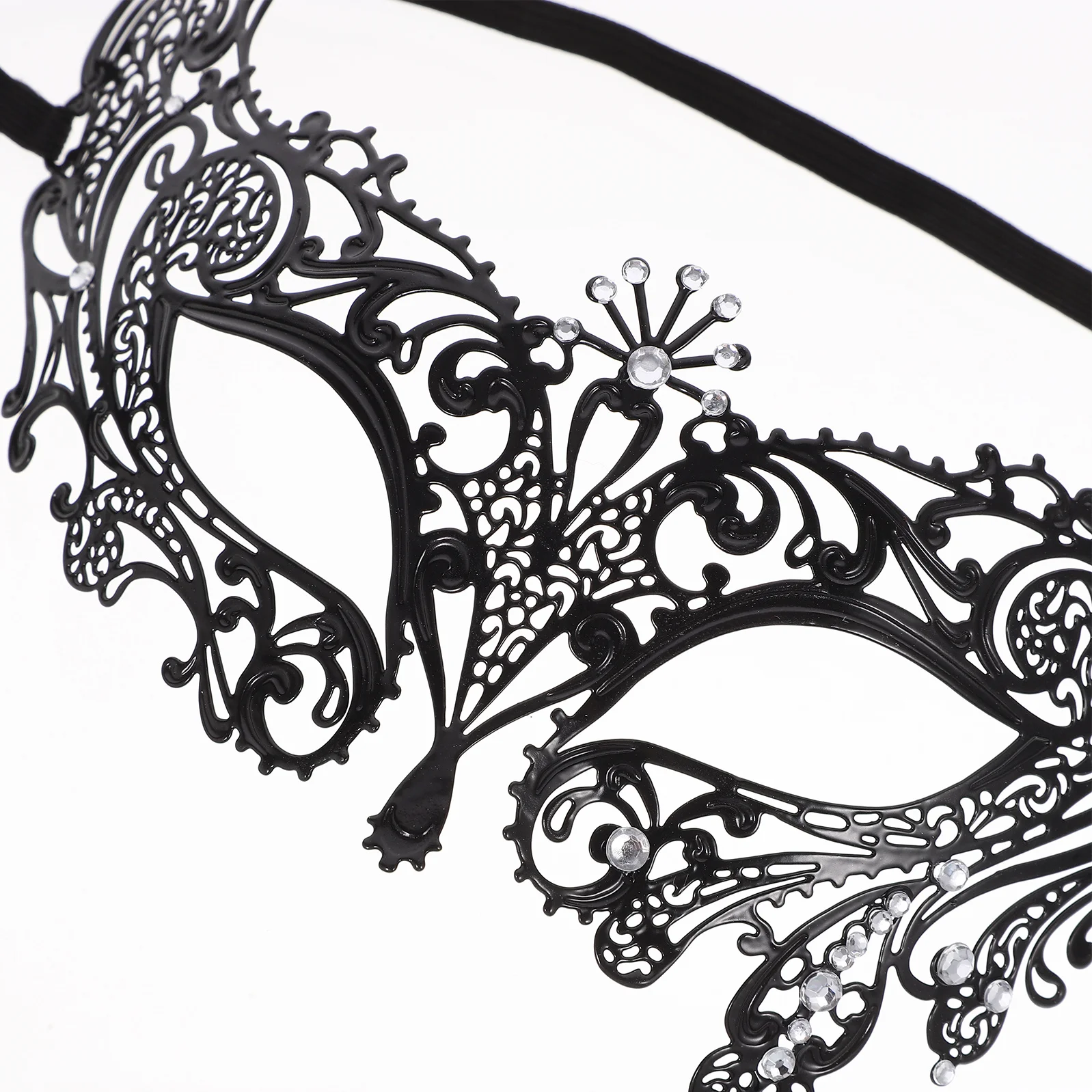 

Metal Masquerade Mask Black Luxury Filigree Design One Size Fits Most Men Women Perfect for Masquerade