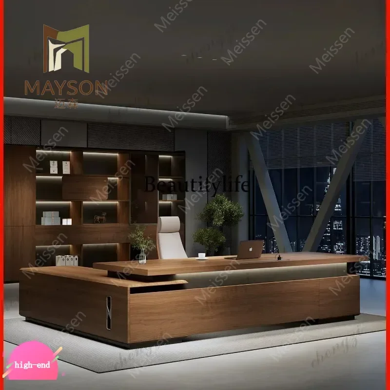 Solid wood boss office desk and chair combination Chinese retro office President Chairperson Taipantai