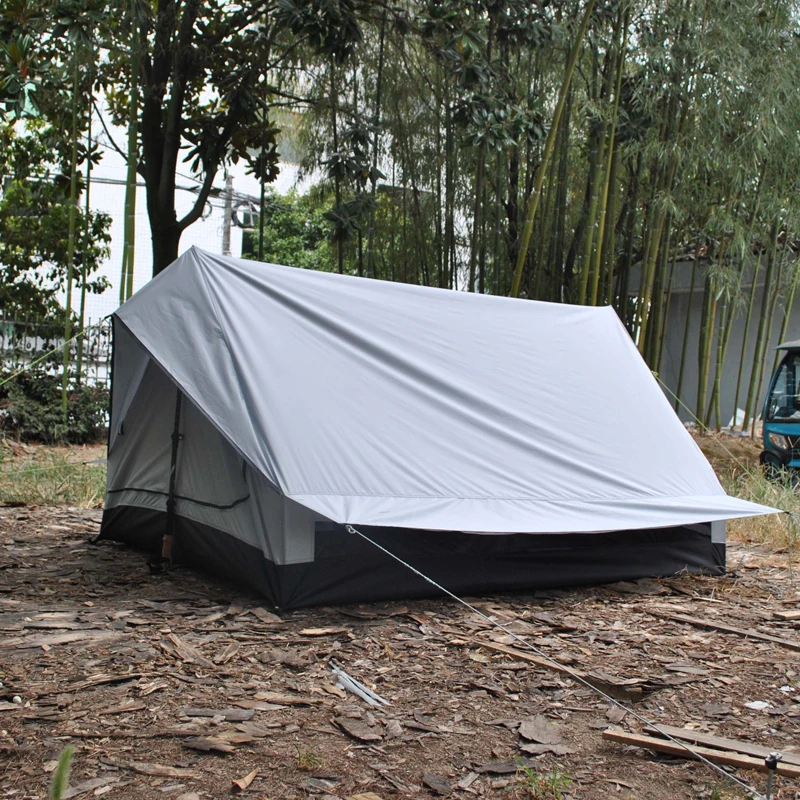 Tente portative ultra-légère sans poteaux pour 2 personnes, monocouche, en forme de A, étanche, anti-vent, moustique, extérieur, 4 saisons