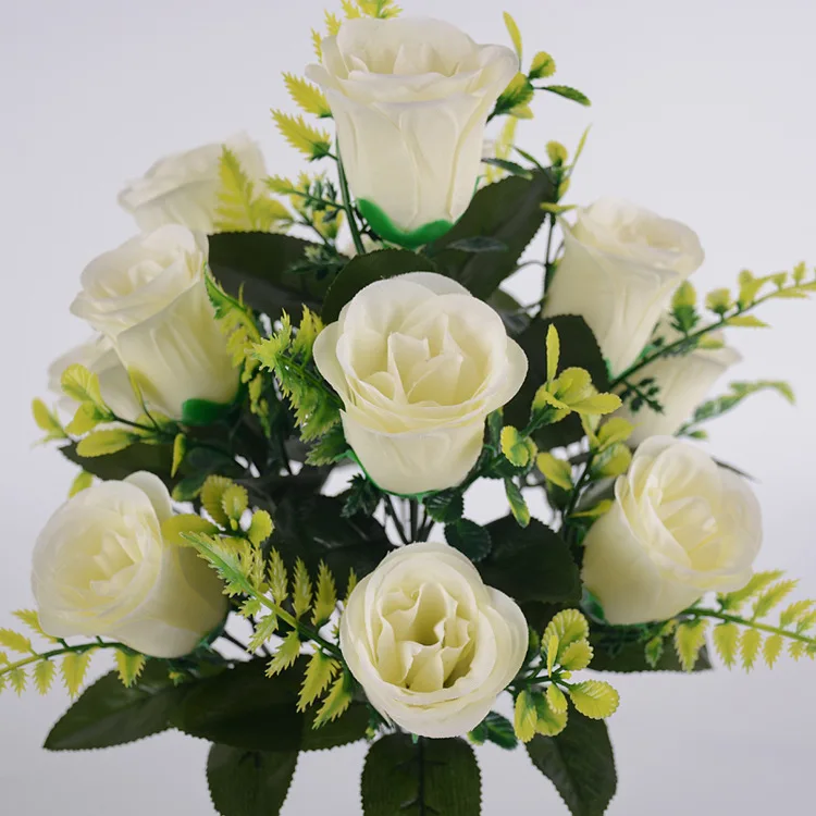 43 cm Rosen-Seidenstrauß, künstliche Rosen, 12 Köpfe, Braut, Hochzeit, Zuhause, Party, Dekoration, künstliche Blumen, künstliche Blumen – Detail 8