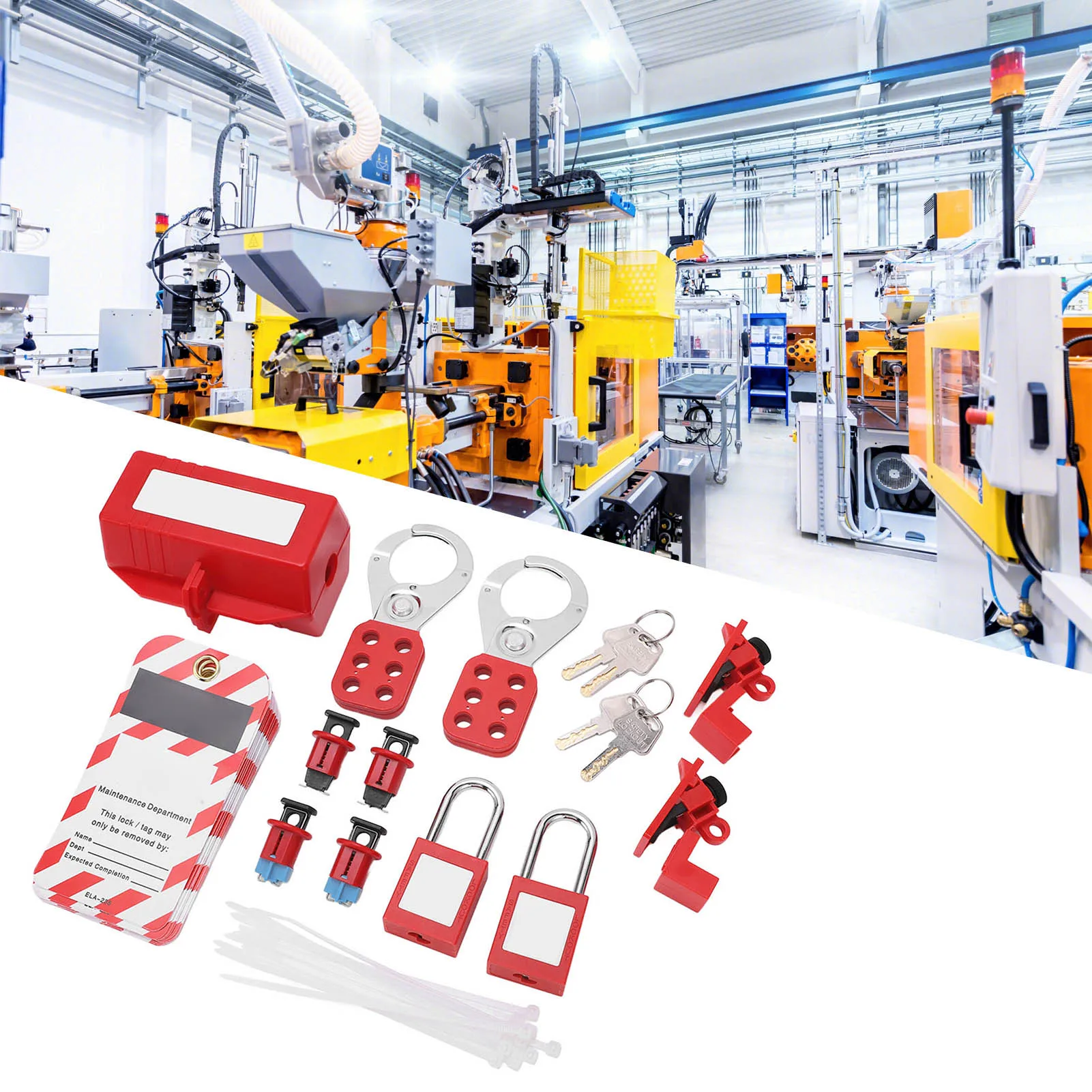 Electrical Circuit Breaker Lockout Tagout Kit Safty Padlock Loto Tags Hasps Set for Industrial Chemical