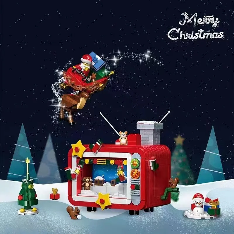 Deke Christmas new product DK711 Christmas TV 626 particles [with linkage lighting function] educational building block toys