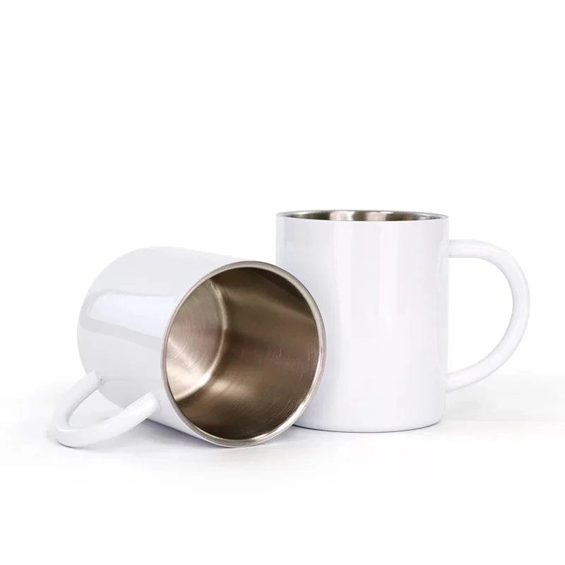 Sublimation Blank Double Wall Stainless Steel Coffee Mug For Customize Logo 300ml Cup Travel Tumbler Coffee Jug Milk Tea Cups