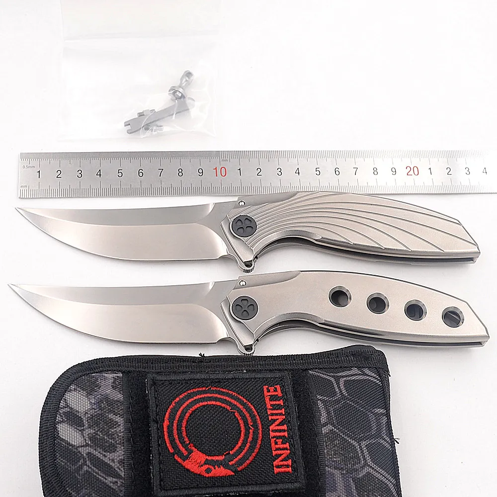 INFINITE Twin BOHLER M390 Blade TC4 Titanium Handle Ceramic Bearing Survival EDC Tool Camping Hunting Fish Outdoor Folding Knife