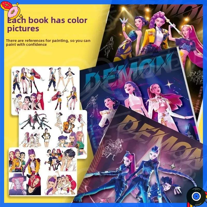 كراسة الرسم الإبداعية لموضوع الرسوم المتحركة - صفحات الرسم والتلوين Kpop Demon Hunters HUNTR/X لتخفيف التوتر والمشروعات الفنية المنزلية #1